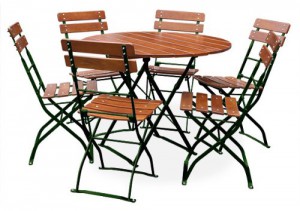EuroLiving Edition-Classic ocker grün Tisch rund + 6x Stuhl