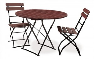 Classic kastanie schwarz - Garnitur Tisch Ø 2x Stuhl