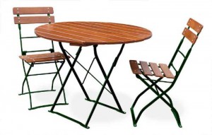 Classic ocker grün - Tisch Ø 2x Stuhl