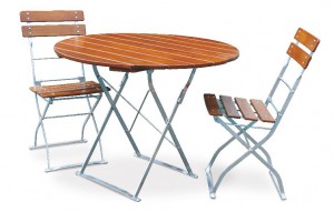 Classic ocker verzinkt - Set Tisch Ø 2x Stuhl