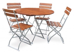 Classic ocker verzinkt - Set Tisch Ø 4x Stuhl