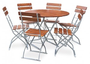 Classic ocker verzinkt - Set Tisch Ø 6 Stühle
